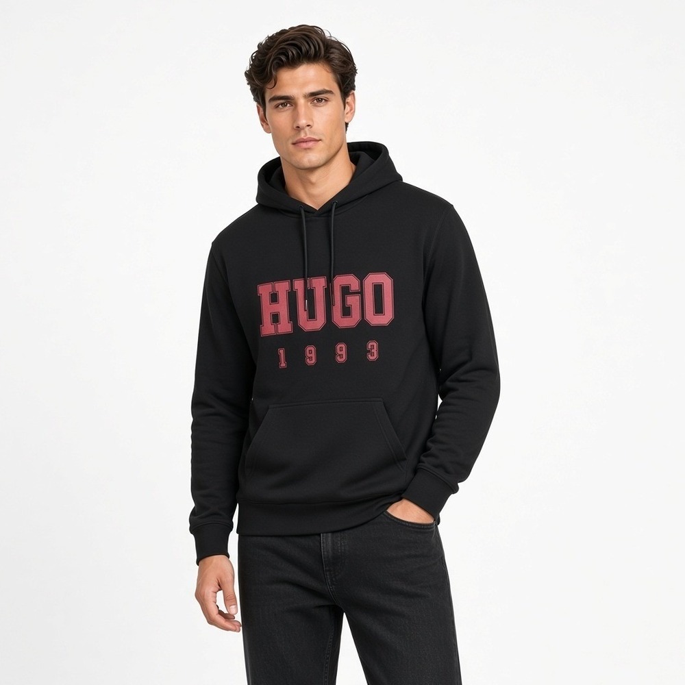 Hugo Boss Dimolu Hoodie Black Red Size S Terry Graphic Print